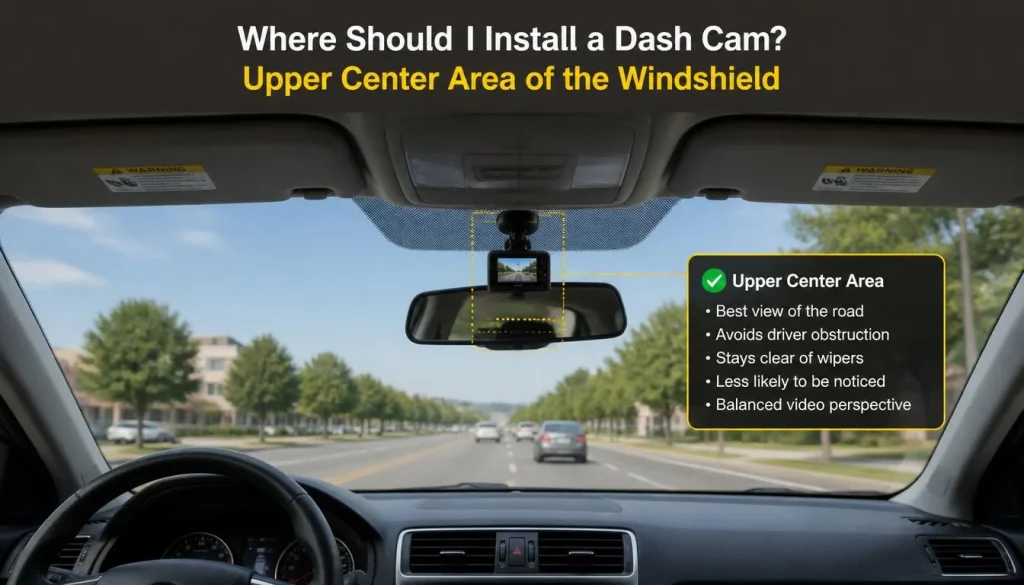 Upper Center Area of the Windshield
